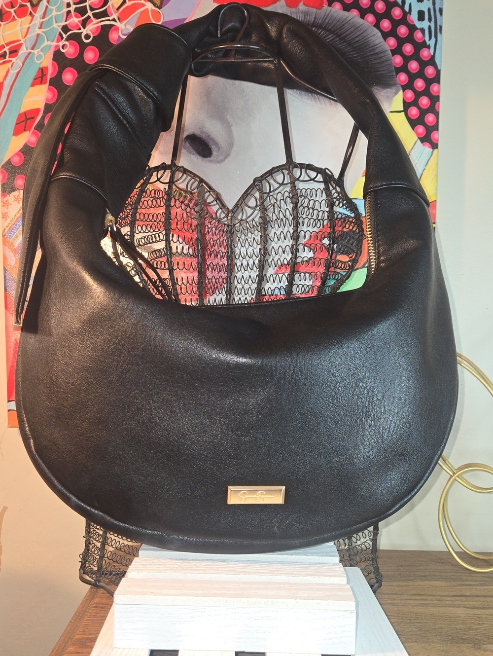 Classic Black Leather Hobo Bag - Unbranded